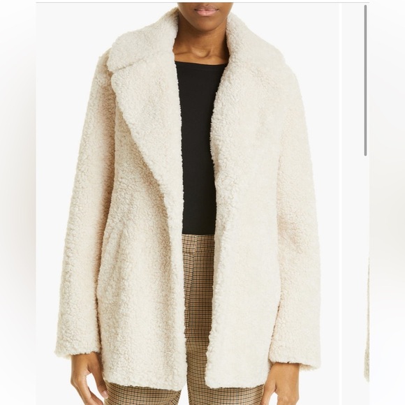 A.L.C. Faux Fur Stone Coat cream Teddy Bear Style Sz L NWT - Picture 1 of 12